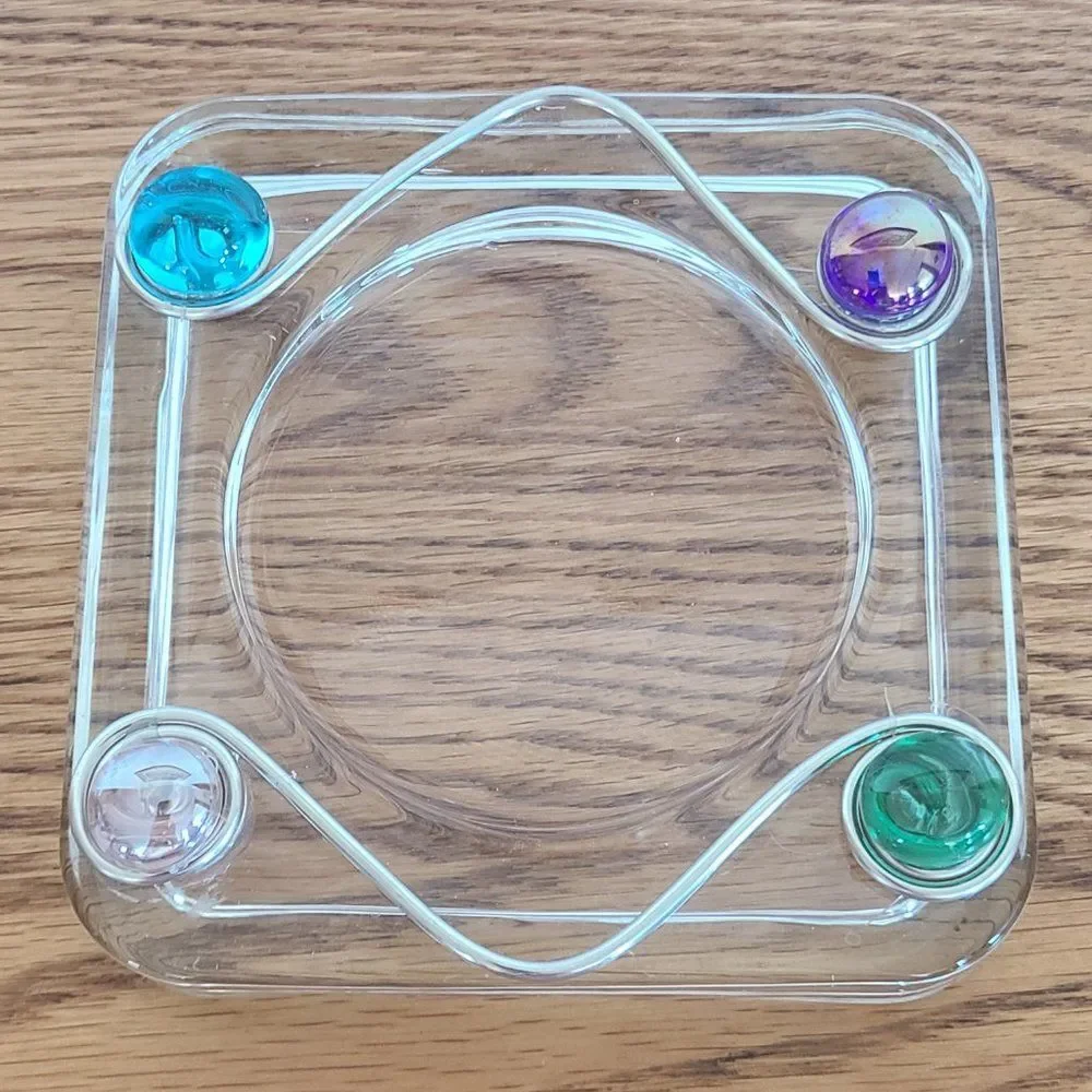 Glass Drink Coaster Embellished with Beads and Wire Hand-Made Water Wine Beer